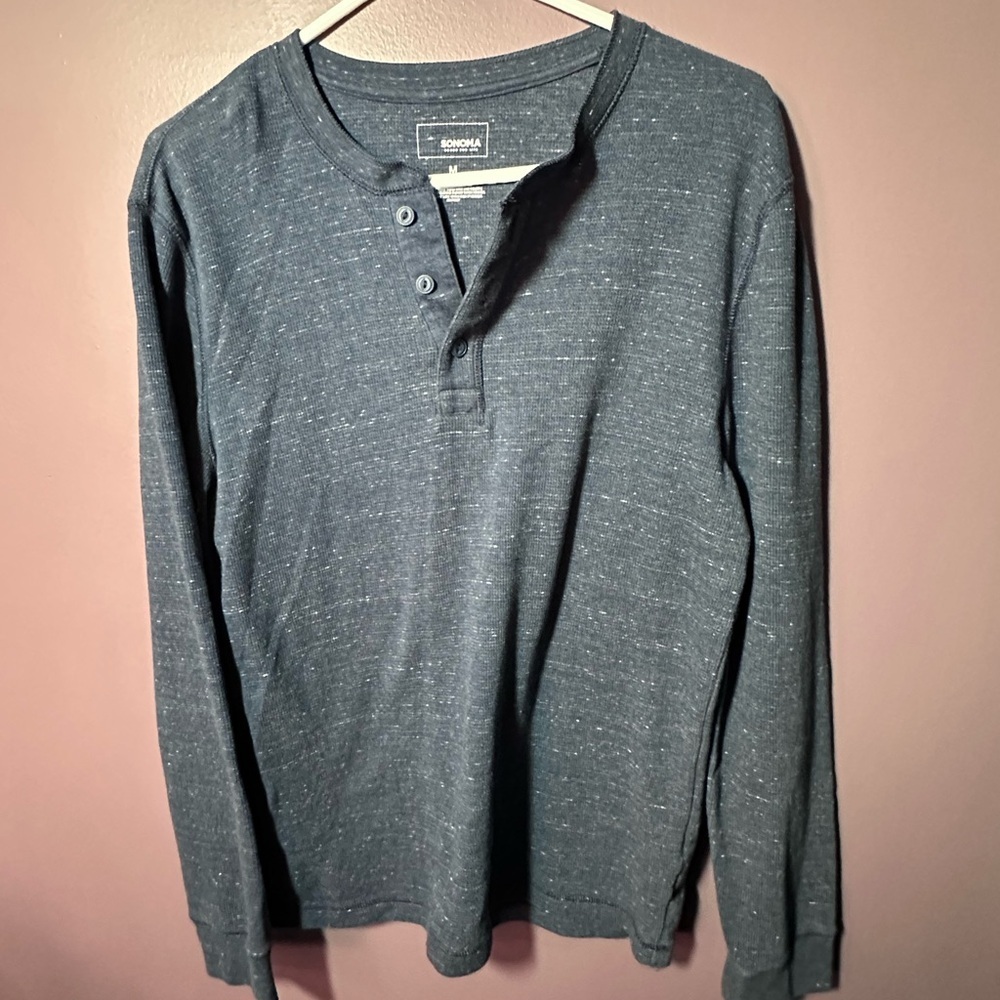 Sonoma Men's Dark Blue Gray Long Sleeve Henley